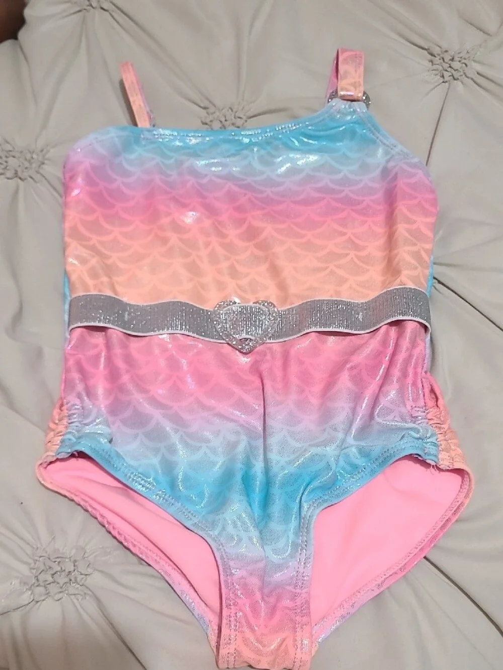 Magic Pastel Pink Girls' Swimsuit with Shimmer Accent